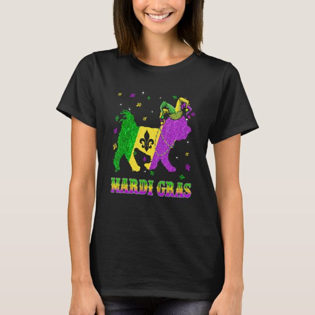 Maltesiska Hund Mardi Gras Carnival Jester Pärlor T Shirt (Framsida)