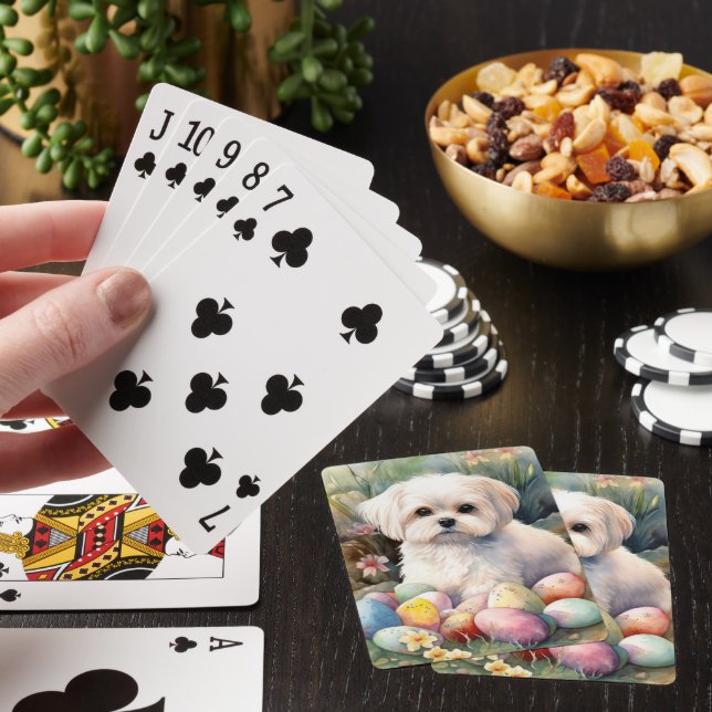 Maltesiska Hund med Påskägg Helgdag Casinokort (På plats)