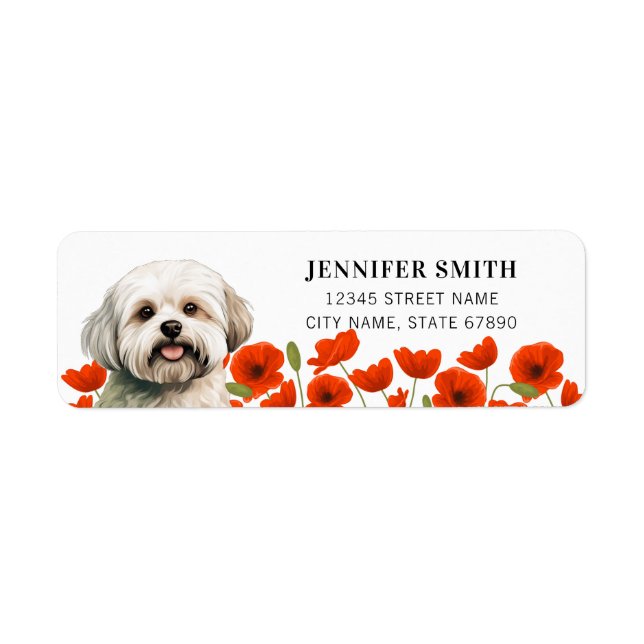 Maltesiska Hund Returetiketter Returadress Etikett (Framsidan)
