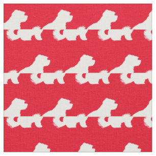 Maltesiska Hund Silhouette Pet Red Tyg