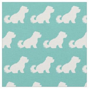 Maltesiska Hund Silhouette Pet Teal Tyg
