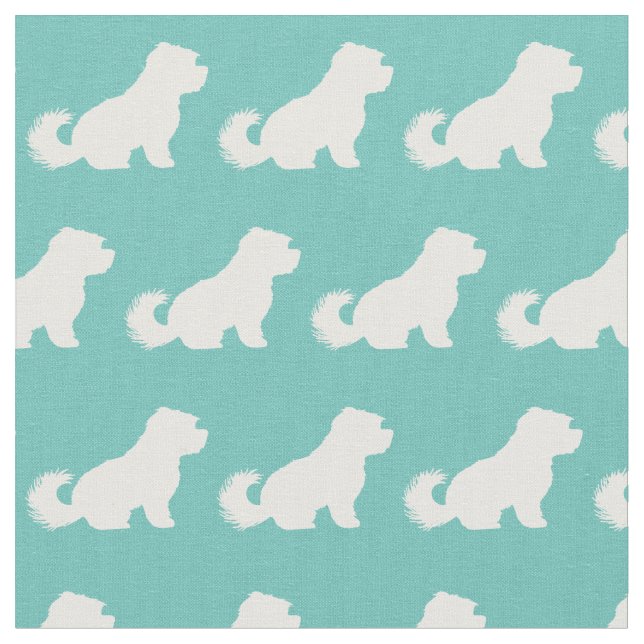 Maltesiska Hund Silhouette Pet Teal Tyg (Närbild)
