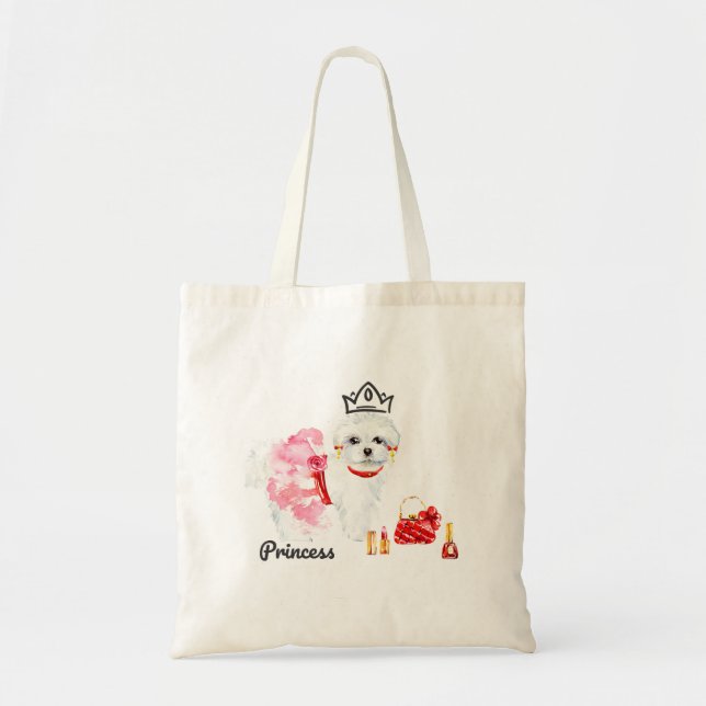 Maltesiska Hund Tote Bag Tygkasse (Framsidan)
