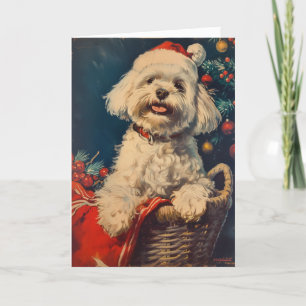 Maltesiska hund vintage - personlig jul helgkort