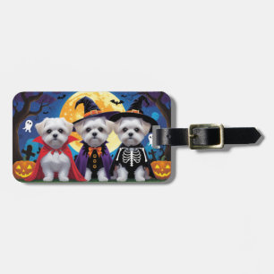 Maltesiska Hundar Pumpkin Halloween Funny Bagagebricka