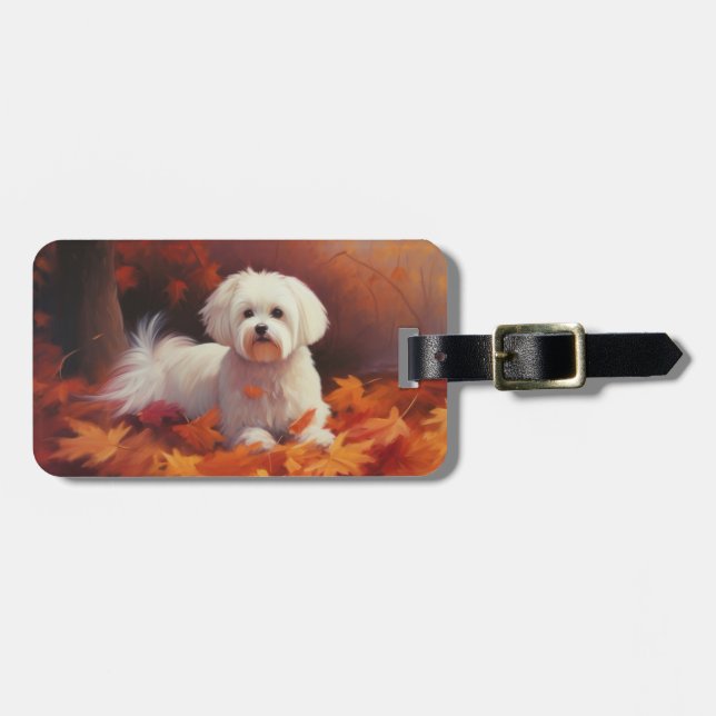 Maltesiska i Höst löv Fall Inspire Bagagebricka (Horisontell Framsida)