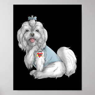 Maltesiska I Kärlek Mamma Tattoo Hund Funny Mors d Poster