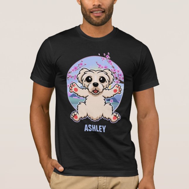 Maltesiska Kawaii Cute Gift Hund Pet T Shirt (Framsida)