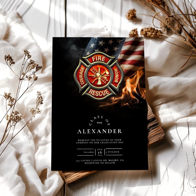Maltesiska Kor Firefighter Studenten med handskar Inbjudningar (Skapare uppladdad)