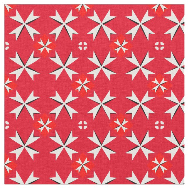 Maltesiska Kor & Malta Flagga Trendig Fabric/mode Tyg (Närbild)