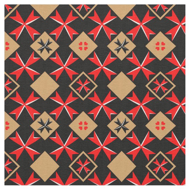 Maltesiska Kor & Malta Flagga Trendig Fabric/mode Tyg (Närbild)