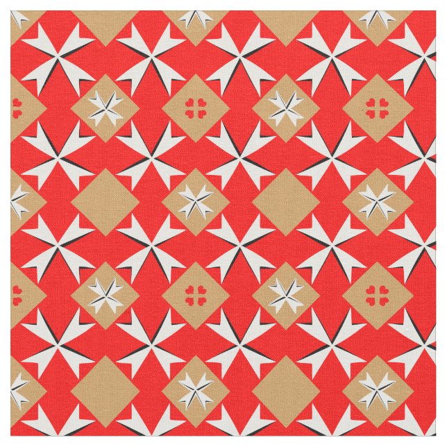 Maltesiska Kor & Malta Flagga Trendig Fabric/mode Tyg (Närbild)