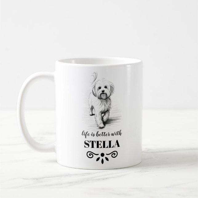Maltesiska Life är bättre med Anpassningsbar Hund  Kaffemugg (Vänster)