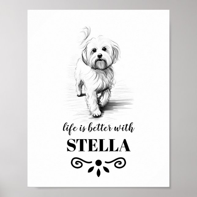 Maltesiska Life är bättre med Anpassningsbar Hund  Poster (Framsidan)