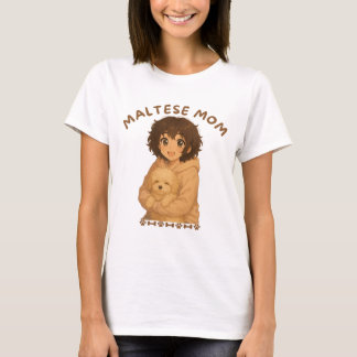 Maltesiska Mamma Anime Stil T Shirt