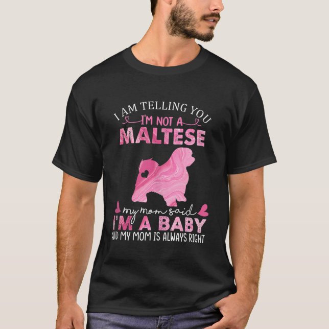 Maltesiska Mamma Baby Funny Cute Hundägare Djuräls T Shirt (Framsida)
