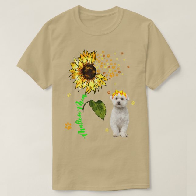 Maltesiska Mamma Cute Sunblomma Hund Tass Ägare Äl T Shirt (Design framsida)