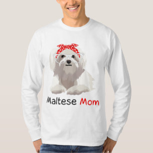 Maltesiska Mamma Hund Bandana Djurälskare Womens M T Shirt