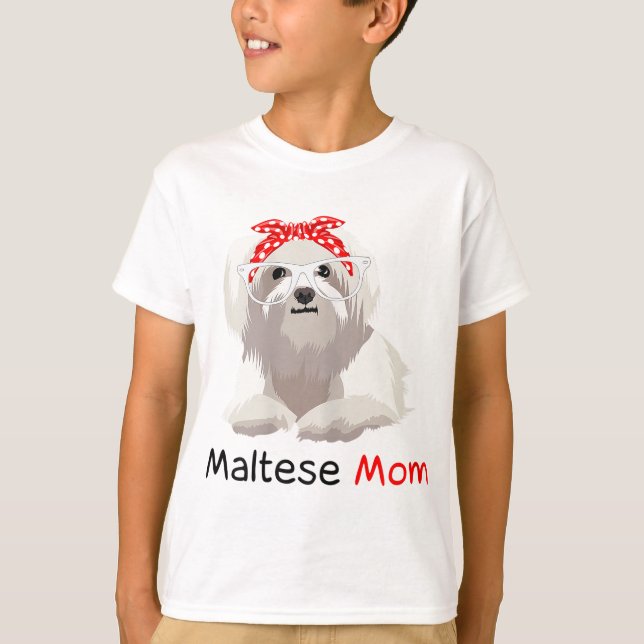 Maltesiska Mamma Hund Bandana Djurälskare Womens M T Shirt (Framsida)