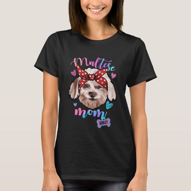 Maltesiska Mamma Puppy Mamma T Shirt (Framsida)