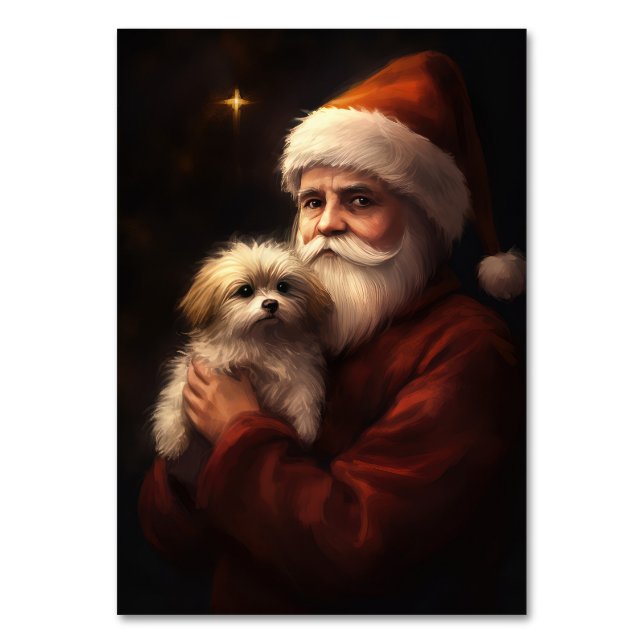 Maltesiska med Jultomten julafton Bordsnummer (Framsidan)