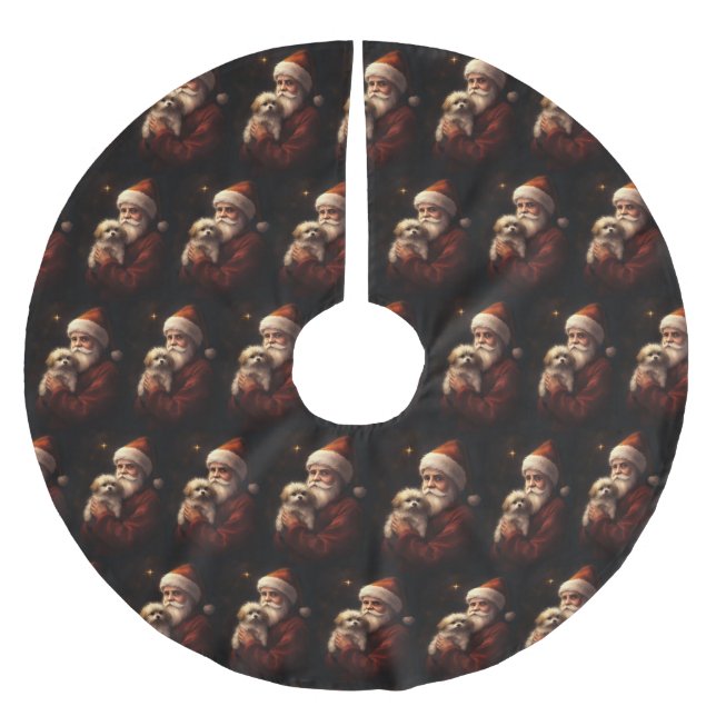 Maltesiska med Jultomten julafton Julgransmatta Borstad Polyester (Framsidan)