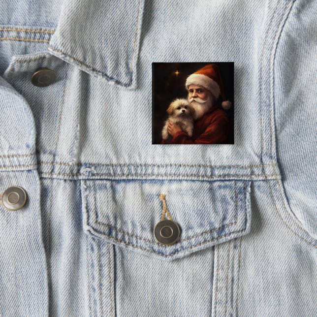 Maltesiska med Jultomten julafton Knapp (In Situ)