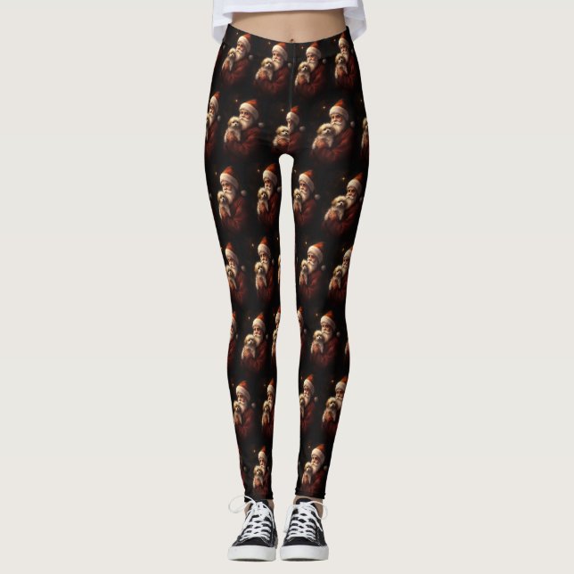 Maltesiska med Jultomten julafton Leggings (Framsida)