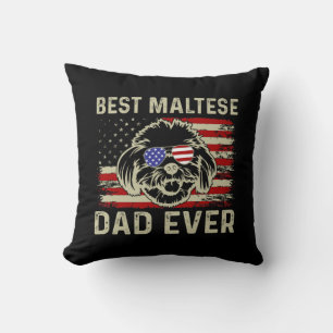 Maltesiska Pappa någonsin: Patriotic USA Maltesisk Kudde