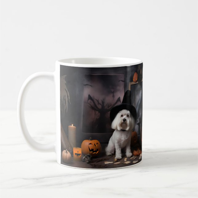 Maltesiska Pumpkins Halloween Scary Kaffemugg (Vänster)