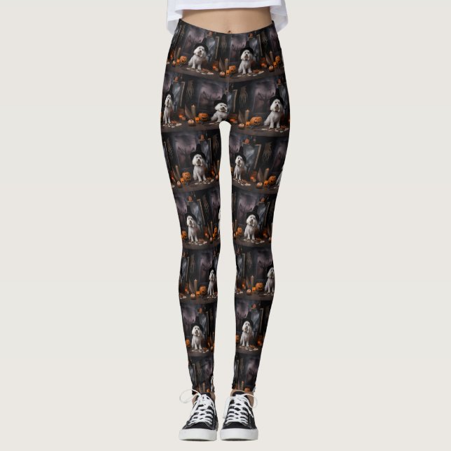 Maltesiska Pumpkins Halloween Scary Leggings (Framsida)