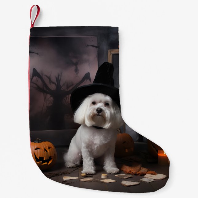 Maltesiska Pumpkins Halloween Scary Liten Julstrumpa (Framsidan)
