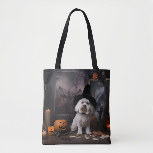 Maltesiska Pumpkins Halloween Scary Tygkasse (Framsida)