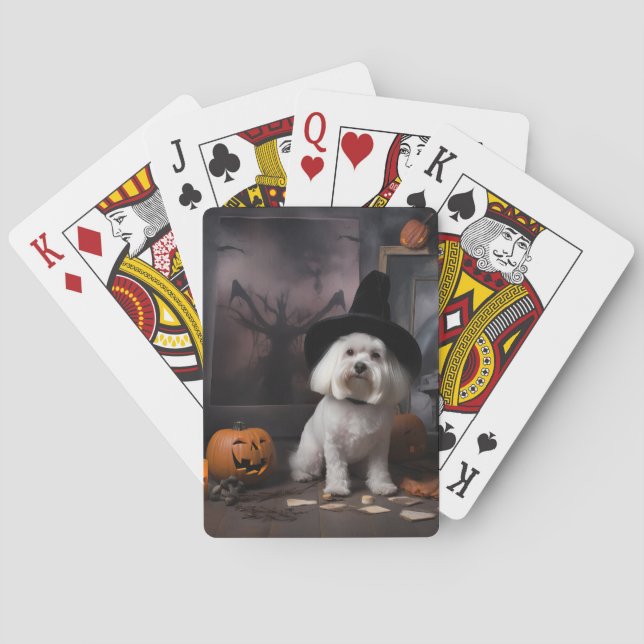 Maltesiska Pumpor Halloween Skräckinjagande Casinokort (Baksidan)