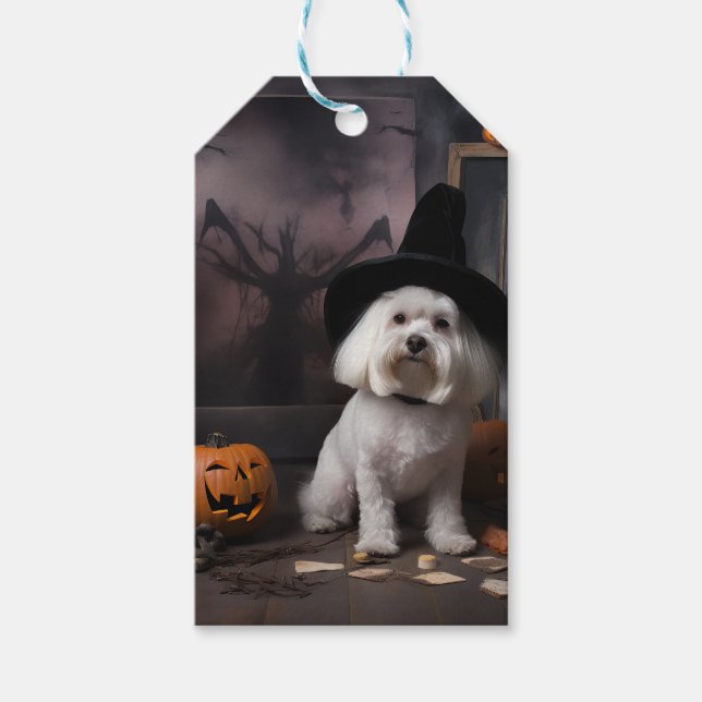 Maltesiska Pumpor Halloween Skräckinjagande Presentetikett (Framsidan)