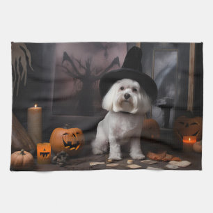 Maltesiska pumpor Halloween skrämmande Kökshandduk