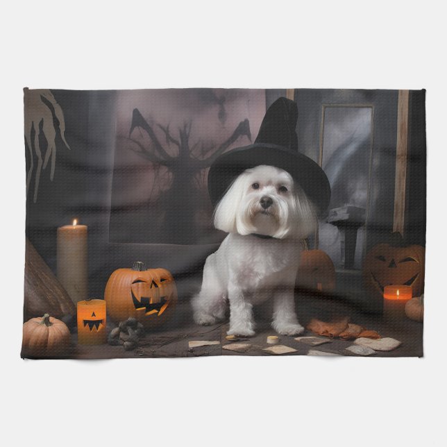 Maltesiska pumpor Halloween skrämmande Kökshandduk (Horisontell)
