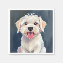 Maltesiska Puppy White Hund Painting Pappersservett