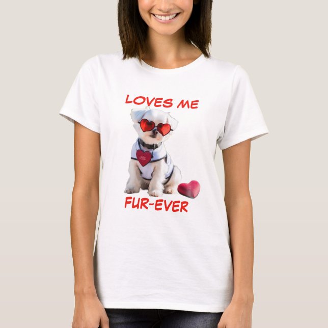 Maltesiska Red Heart Heart-Shaped Sunglasses T Shirt (Framsida)