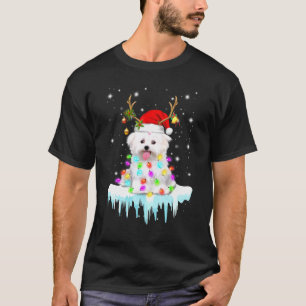 Maltesiska rener Santa Hat jul Light Ornamen T Shirt