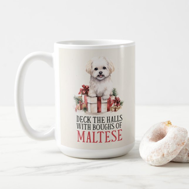 Maltesiska Rolig hund Pun-julkaffet Mugg (Med munk)