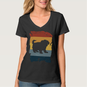 Maltesiska Shih Tzu Distress Vintage Retro Silhoue T Shirt