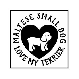 Maltesiska Terrier Hund logotyp Kärlek Scrapbookin Självfärgande Stämpel