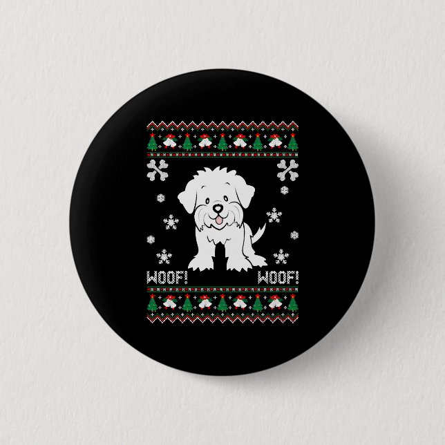 Maltesiska ugly jul Sweater Knapp (Framsida)