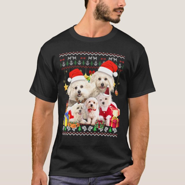 Maltesiska ugly jul Sweater Santa Hat T Shirt (Framsida)