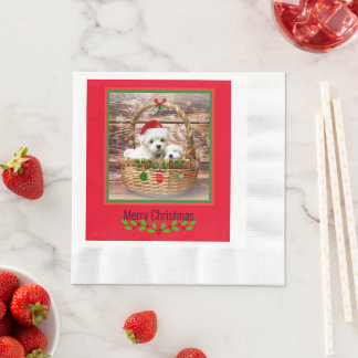 Maltesiska valpar - juldesign pappersservett