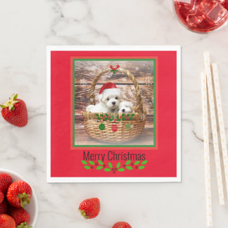 Maltesiska valpar - juldesign pappersservett
