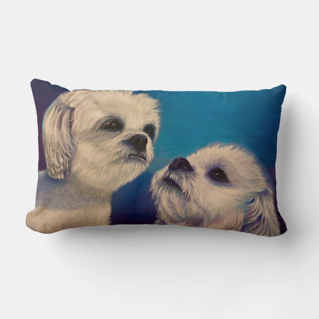 Maltesiska vitvalpar lumbarkudde (Framsida)