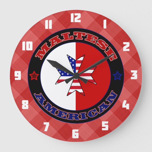 Maltesiskt amerikanskt Kor Ensign Clock Stor Klocka (Framsida)
