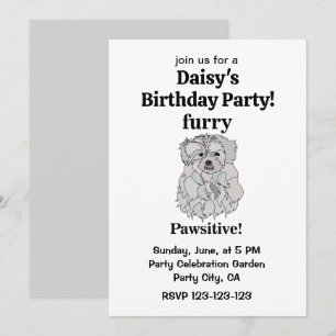 Maltesiskt Hund Hårig Pawsitive Funny Birthday Inbjudningar